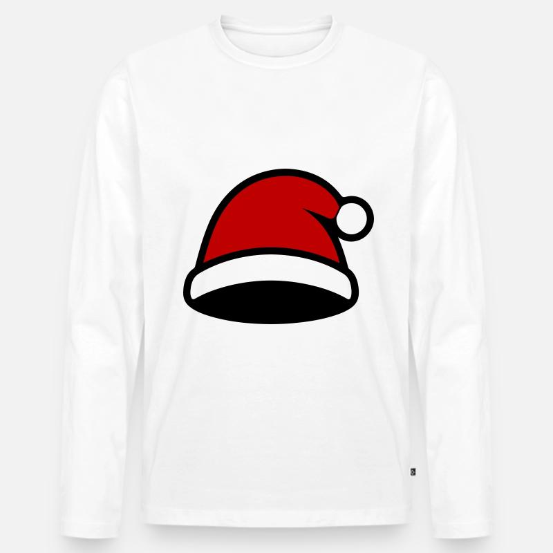 Weihnachtsmann Mütze Christmas - Männer Premium Bio Langarmshirt - Weiß