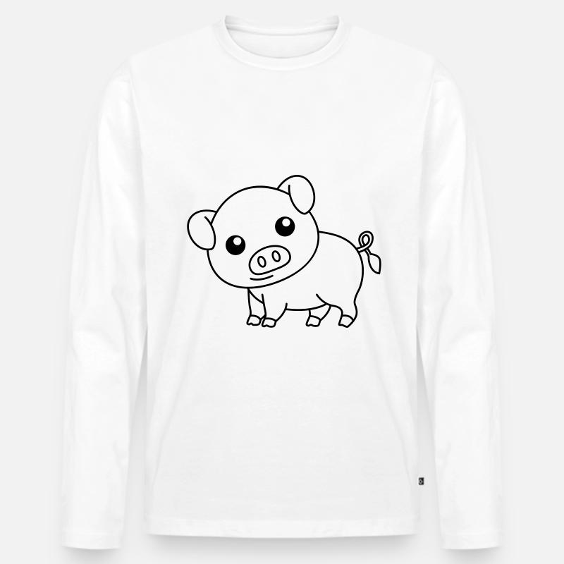 Schwein Comic Tier - Männer Premium Bio Langarmshirt - Weiß