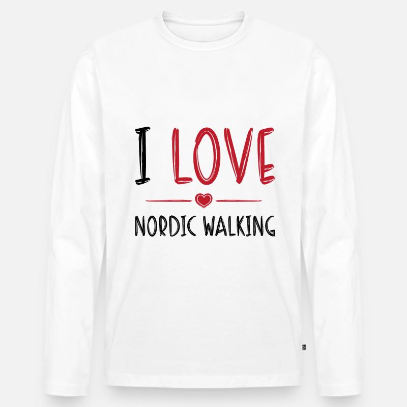 Ich liebe Nordic Walking - Männer Premium Bio Langarmshirt - Weiß
