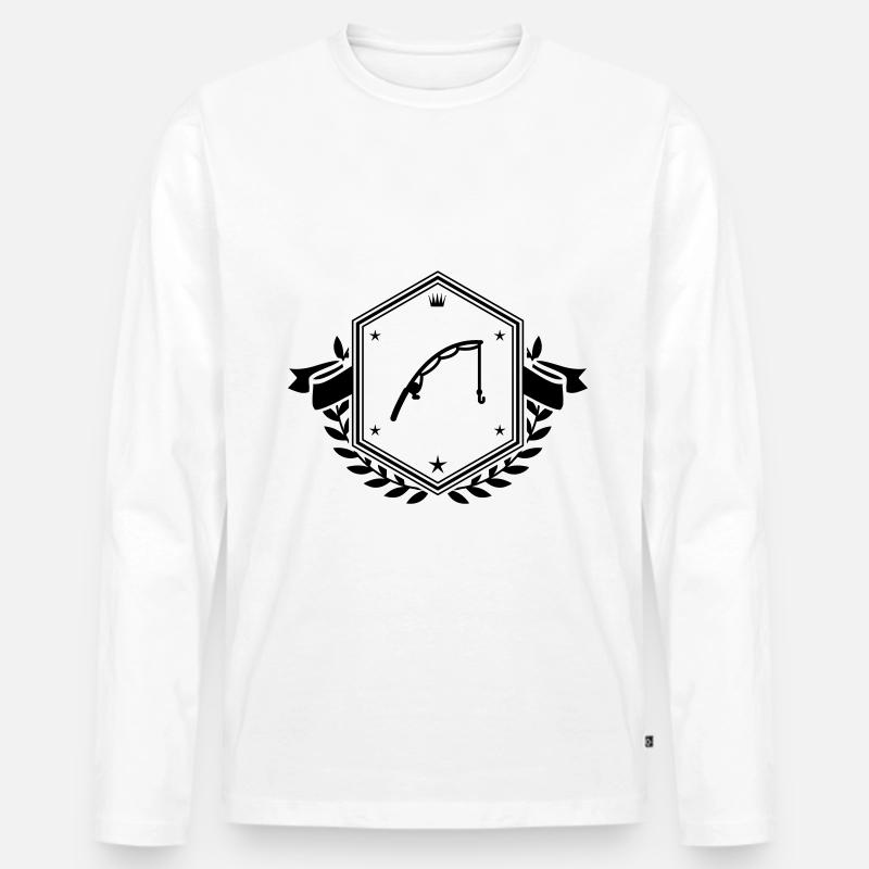 Angelrute angeln wappen - Männer Premium Bio Langarmshirt - Weiß