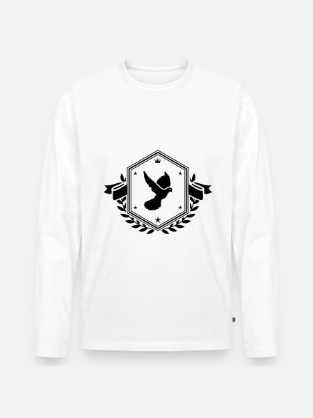 Taube Wappen - Männer Premium Bio Langarmshirt - Weiß