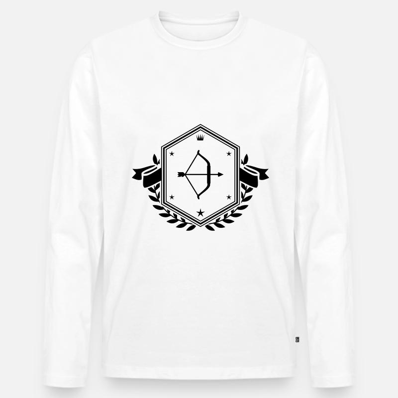 Pfeil und Bogen Wappen - Männer Premium Bio Langarmshirt - Weiß