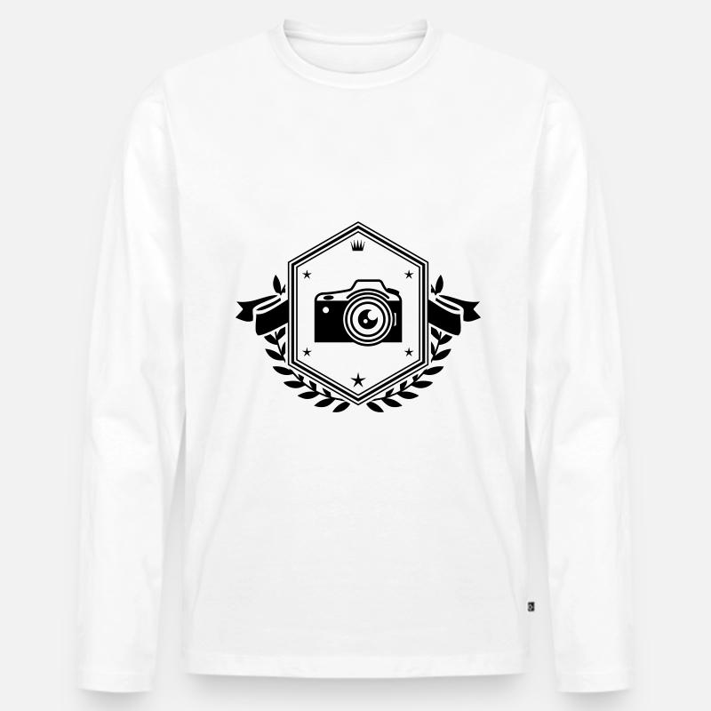 Kamera wappen - Männer Premium Bio Langarmshirt - Weiß