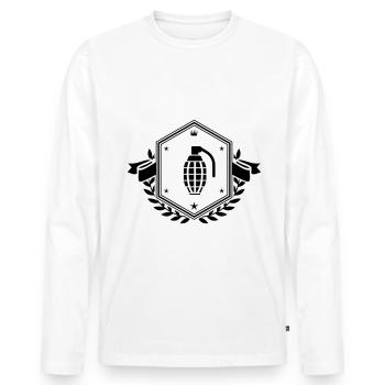Grenade Crest - Men's Premium Organic Long Sleeve Shirt - white - Front - Nico (187cm)