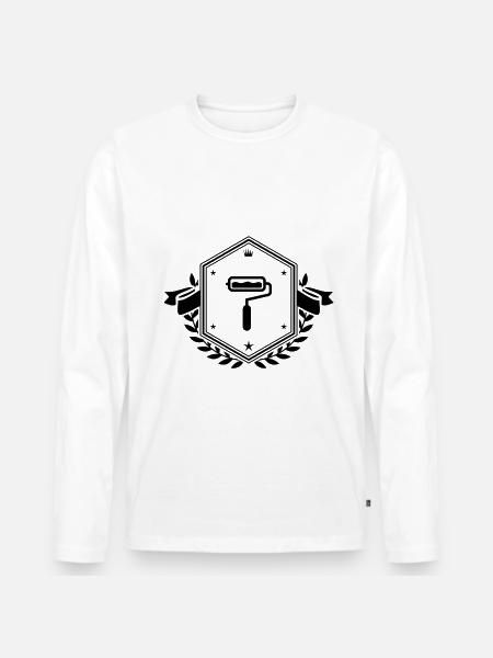 Painter silhouette coat of arms - Men's Premium Organic Long Sleeve Shirt - white