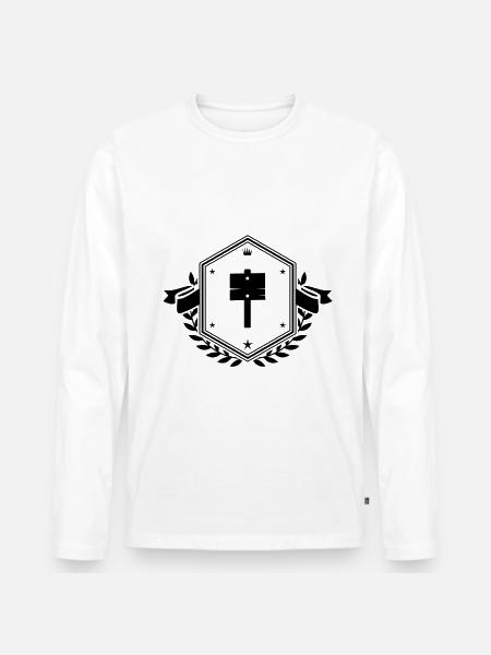 Wegweiser wappen - Männer Premium Bio Langarmshirt - Weiß