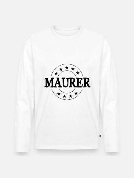 Maurer Beruf - Männer Premium Bio Langarmshirt - Weiß