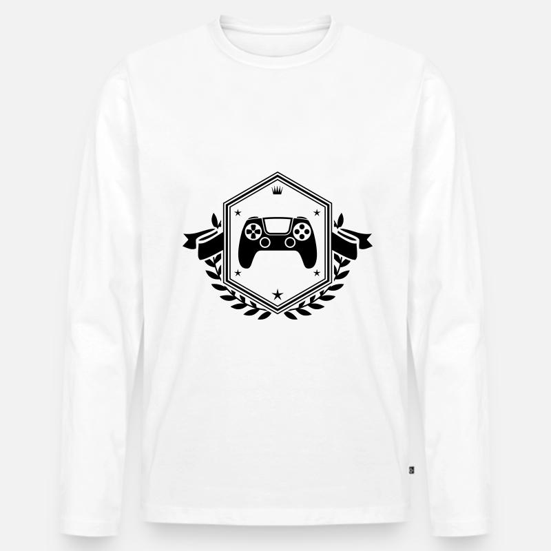 Gamepad Crest Controller - Men's Premium Organic Long Sleeve Shirt - white