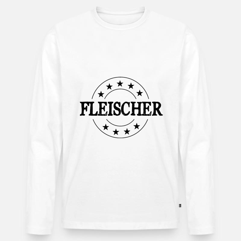 Fleischer Beruf - Männer Premium Bio Langarmshirt - Weiß