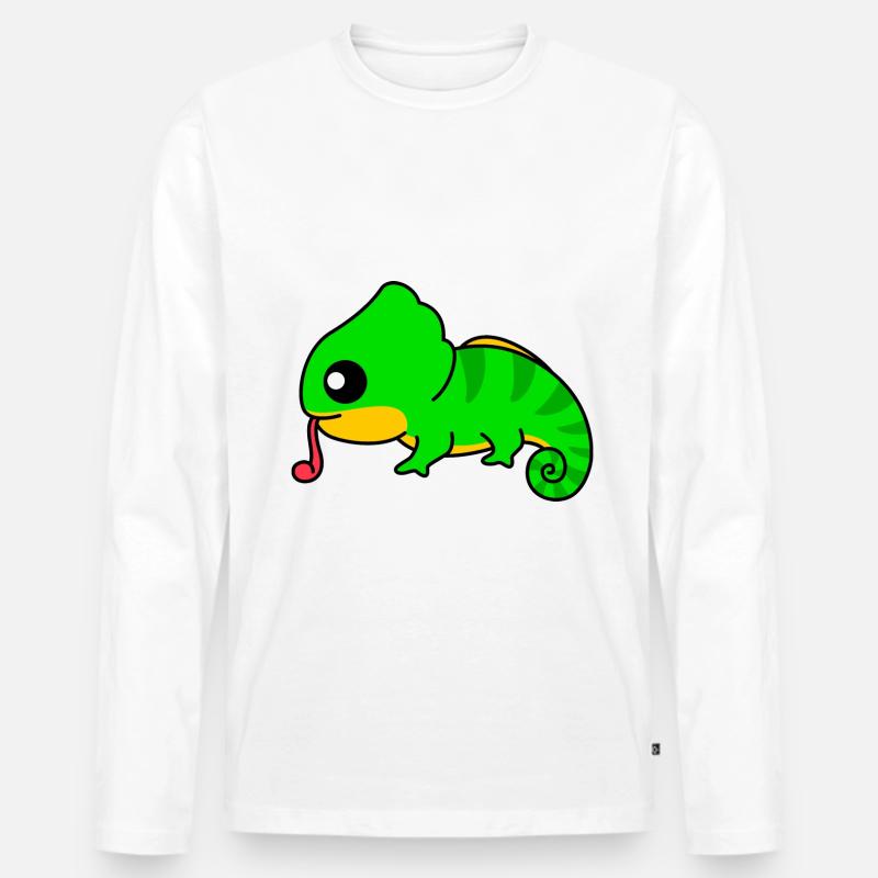 Chamäleon Comic Tier - Männer Premium Bio Langarmshirt - Weiß