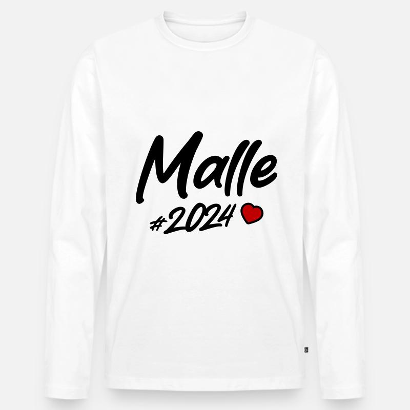 Malle 2024 Herz - Männer Premium Bio Langarmshirt - Weiß