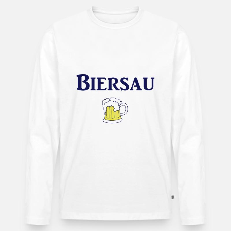 Biersau - Männer Premium Bio Langarmshirt - Weiß
