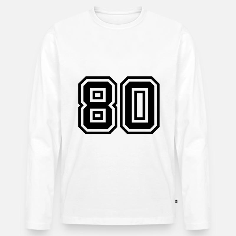 80 Zahl Symbol - Männer Premium Bio Langarmshirt - Weiß