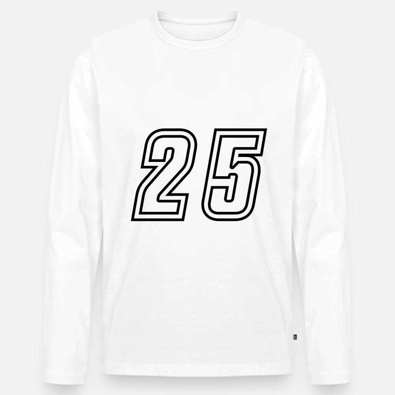 25 Zahl nummer - Männer Premium Bio Langarmshirt - Weiß