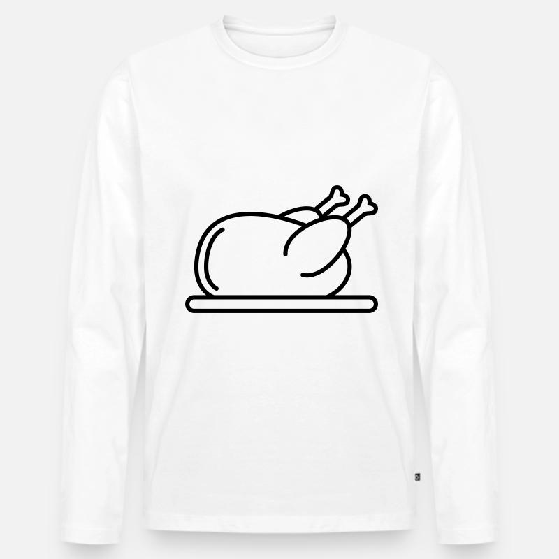 Hähnchen icon symbol - Männer Premium Bio Langarmshirt - Weiß