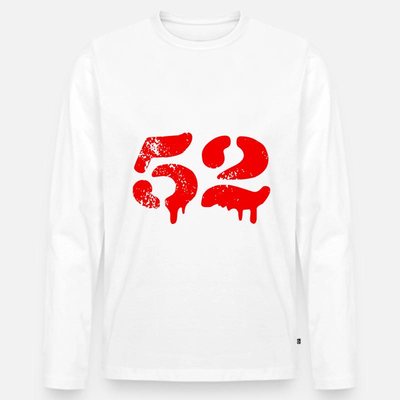 52 Zahl Symbol - Männer Premium Bio Langarmshirt - Weiß