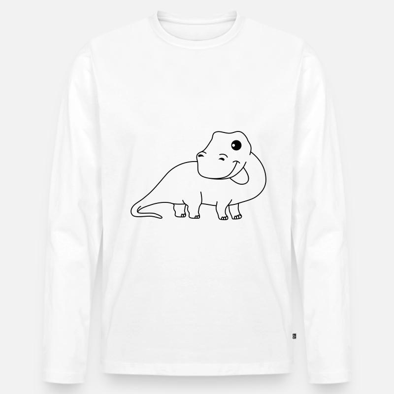 Dinosaurier brontosaurus Comic - Männer Premium Bio Langarmshirt - Weiß