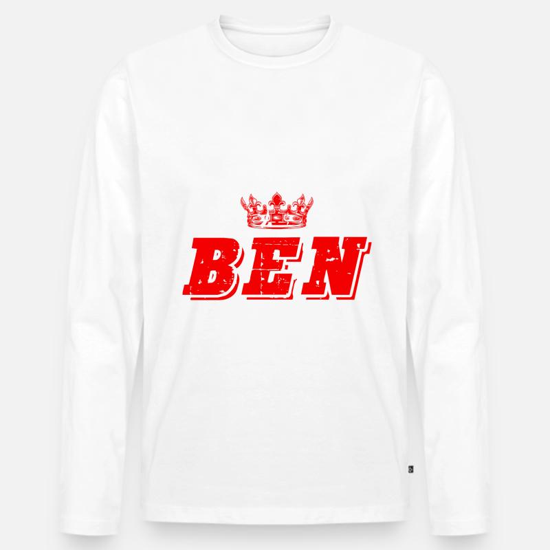Ben - Männer Premium Bio Langarmshirt - Weiß
