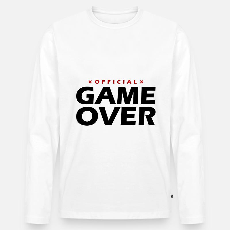 Game Over Spruch - Männer Premium Bio Langarmshirt - Weiß