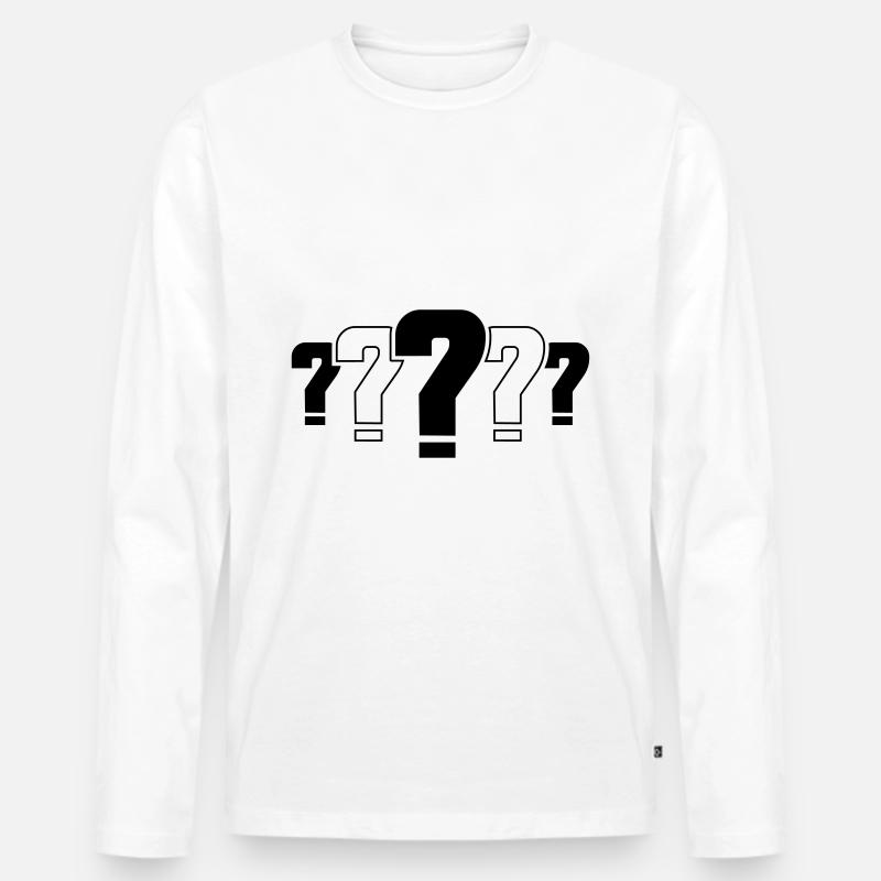 fragezeichen icon - Männer Premium Bio Langarmshirt - Weiß