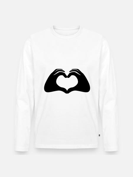 Hände Herz Symbol - Männer Premium Bio Langarmshirt - Weiß