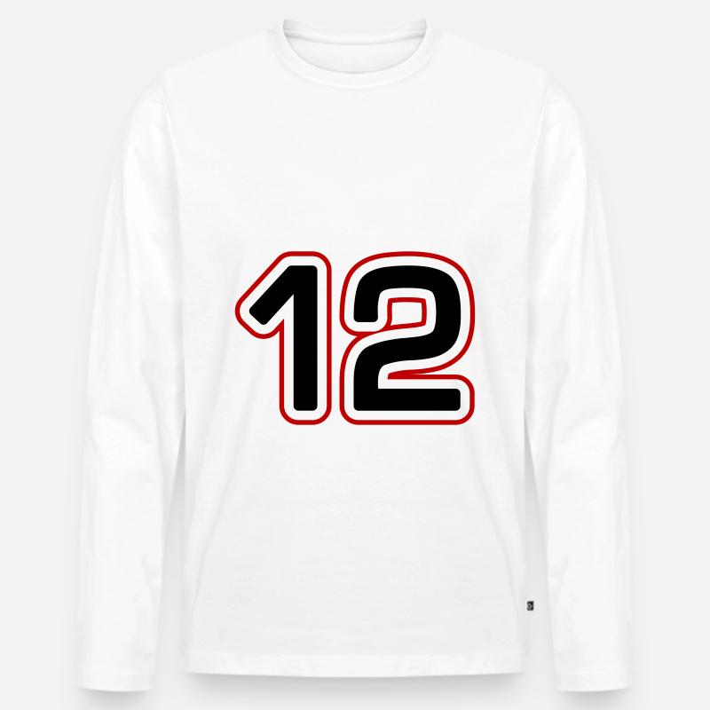 12 Zahl symbol - Männer Premium Bio Langarmshirt - Weiß