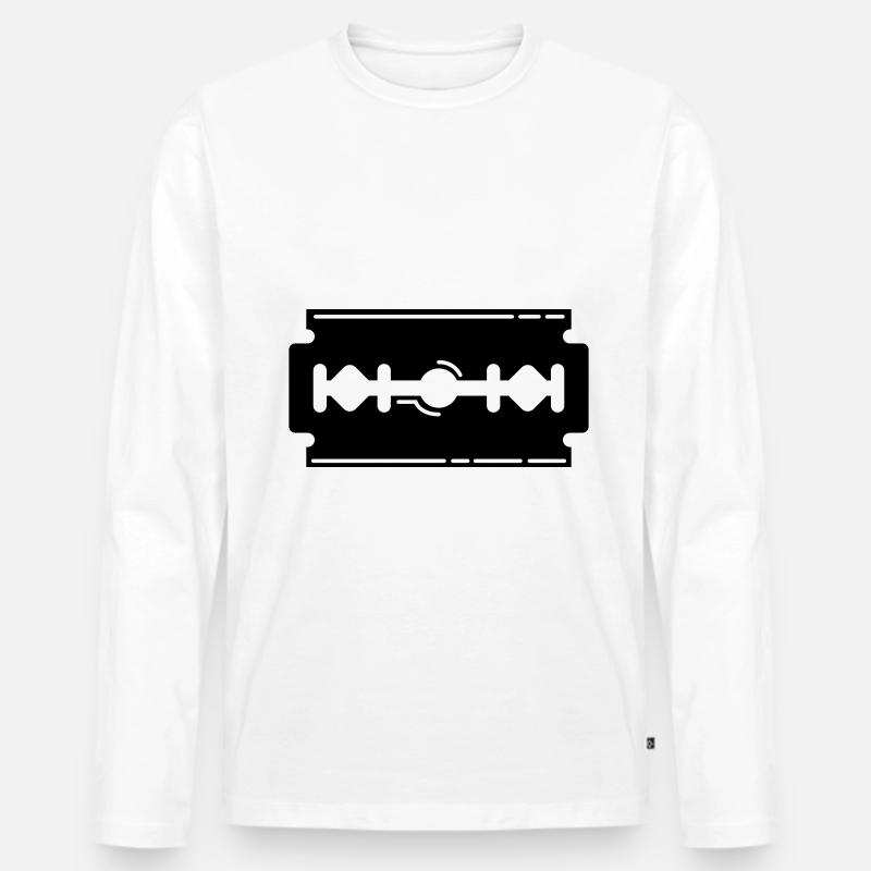 Rasierklinge Icon Symbol - Männer Premium Bio Langarmshirt - Weiß