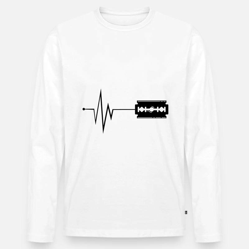 Rasierklinge Puls - Männer Premium Bio Langarmshirt - Weiß