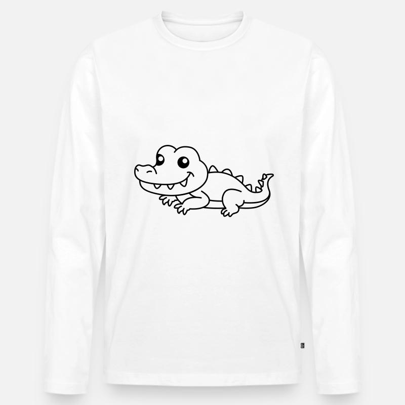 Alligator Comic Tier - Männer Premium Bio Langarmshirt - Weiß