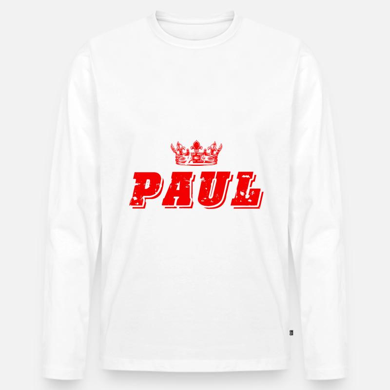 Paul - Männer Premium Bio Langarmshirt - Weiß