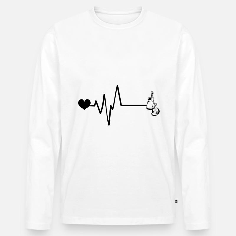 Boxen Boxhandschuhe Puls Liebe - Männer Premium Bio Langarmshirt - Weiß