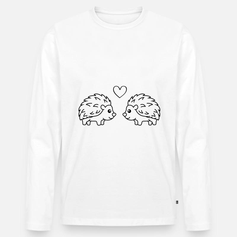 Igel Comic Paar Liebe - Männer Premium Bio Langarmshirt - Weiß