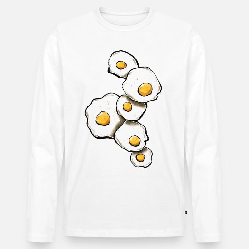 Spiegeleier - Männer Premium Bio Langarmshirt - Weiß