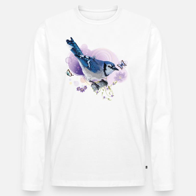 Blaue Chara - Männer Premium Bio Langarmshirt - Weiß