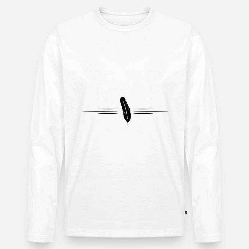 Feder Linie - Männer Premium Bio Langarmshirt - Weiß
