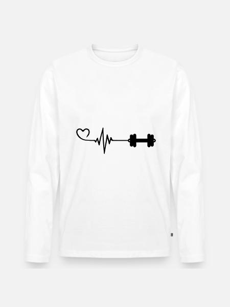 Pouls d’haltères Amour - T-shirt manches longues Premium bio Homme - blanc
