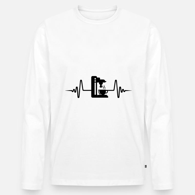 Kaffeemaschine Puls Symbol - Männer Premium Bio Langarmshirt - Weiß