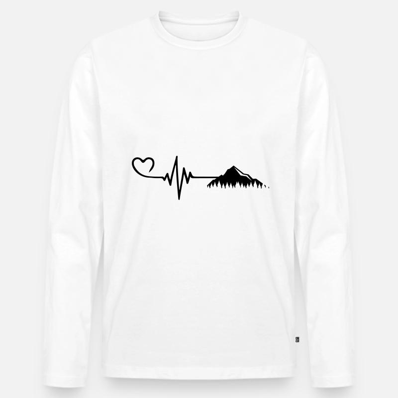 Berge Herzschlag - Männer Premium Bio Langarmshirt - Weiß