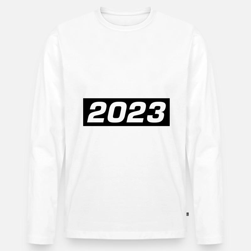 2023 Strich - Männer Premium Bio Langarmshirt - Weiß