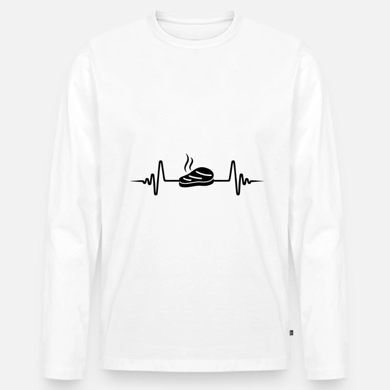 Steak Puls Silhouette - Männer Premium Bio Langarmshirt - Weiß