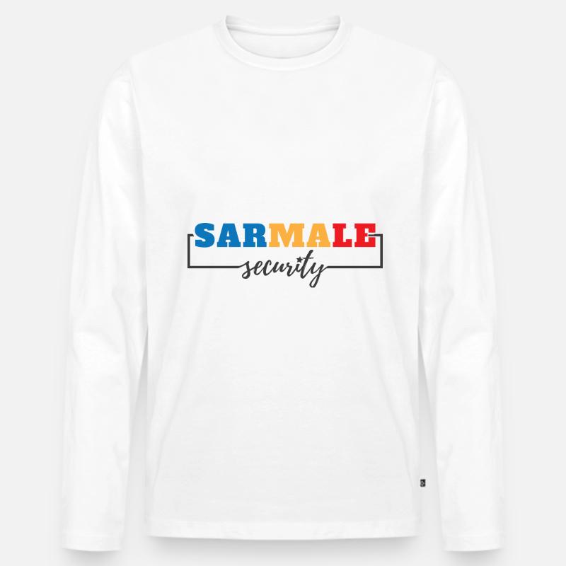 Sarmale Sicherheit - Männer Premium Bio Langarmshirt - Weiß