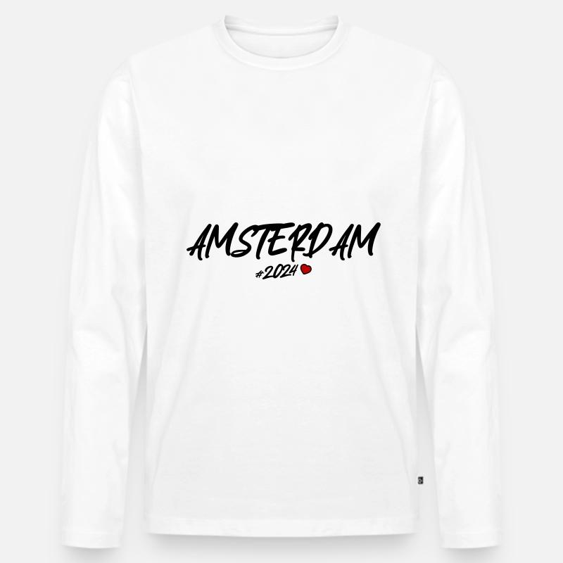 Amsterdam 2024 Herz - Männer Premium Bio Langarmshirt - Weiß