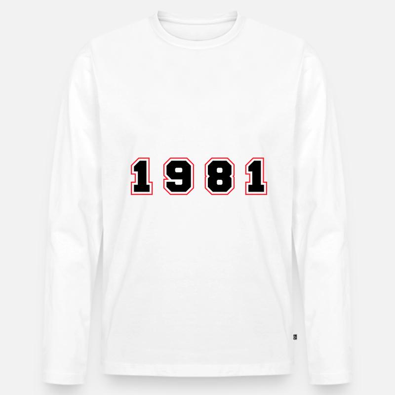 1981 Jahr Zahl - Männer Premium Bio Langarmshirt - Weiß