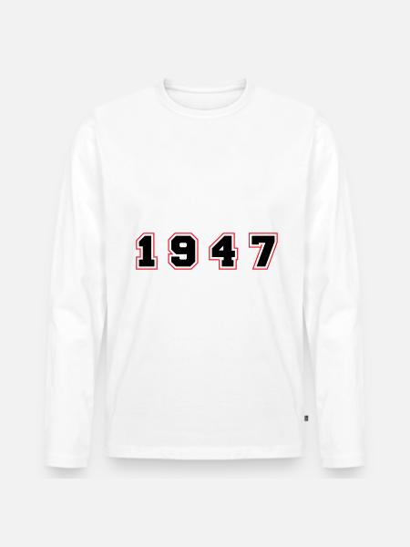 1947 Year Number - Men's Premium Organic Long Sleeve Shirt - white