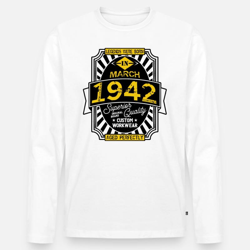 1942 MÄRZ - Männer Premium Bio Langarmshirt - Weiß