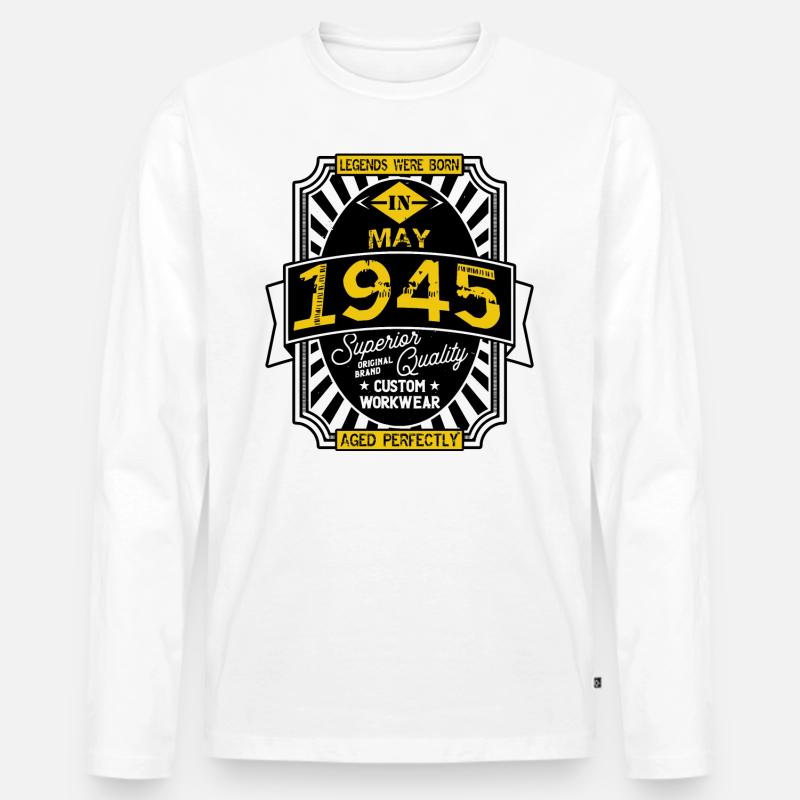 1945 MAI - Männer Premium Bio Langarmshirt - Weiß