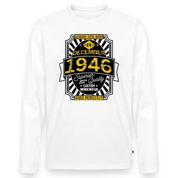 1946 DEZEMBER - Männer Premium Bio Langarmshirt - Weiß - Vorne - Nico (187cm)