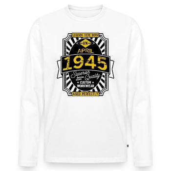 APRIL 1945 - Männer Premium Bio Langarmshirt - Weiß - Vorne - Nico (187cm)