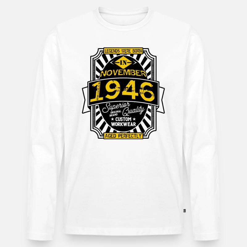 1946 NOVEMBER - Männer Premium Bio Langarmshirt - Weiß