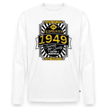 1949 FEBRUAR - Männer Premium Bio Langarmshirt - Weiß - Vorne - Nico (187cm)